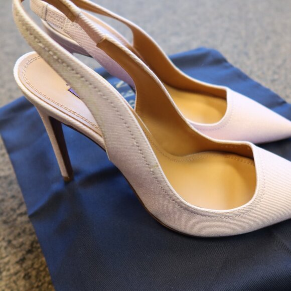 Ralph Lauren Purple Label Carley Pink Pearl Fabric Pumps - Picture 4 of 8